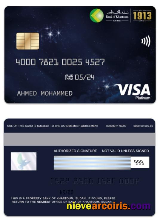 Sudan Bank of Khartoum visa platinum card